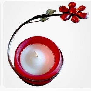 Elegant Silver and Red Flower Brooch